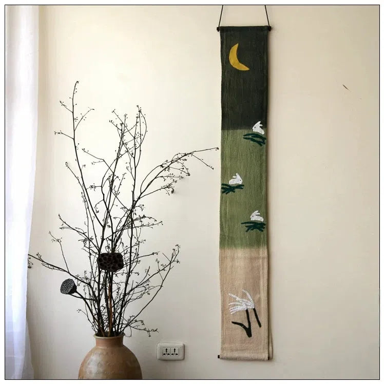 Handmade Cotton Linen Wall Hanging Boho Textile Art Decor