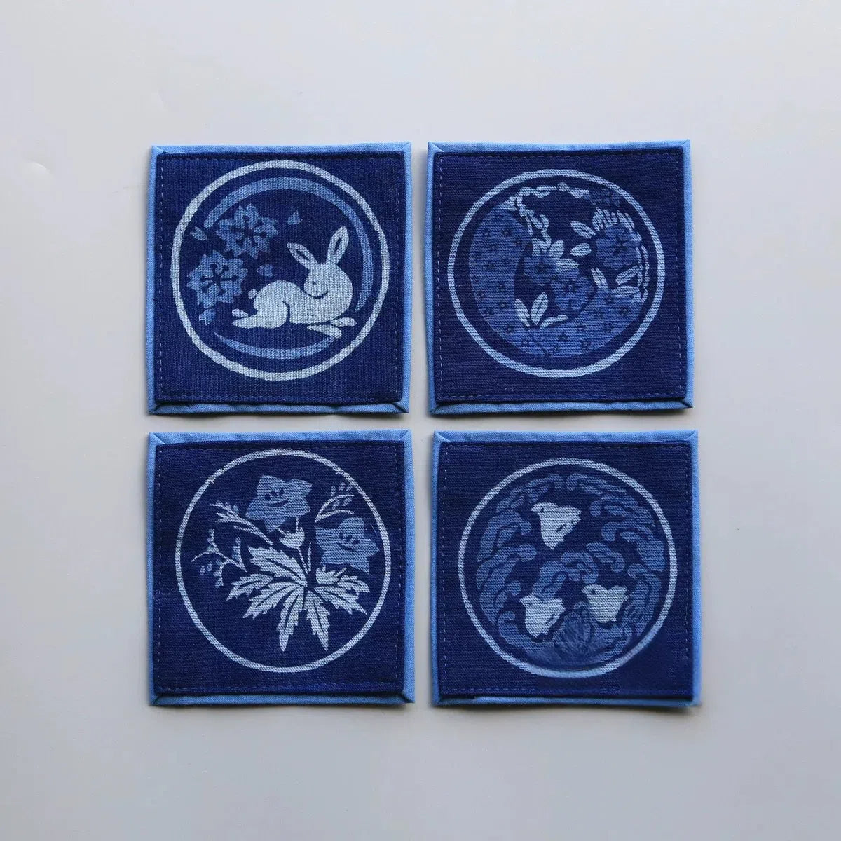 Handmade Deep Blue Tie-Dye Square Coaster