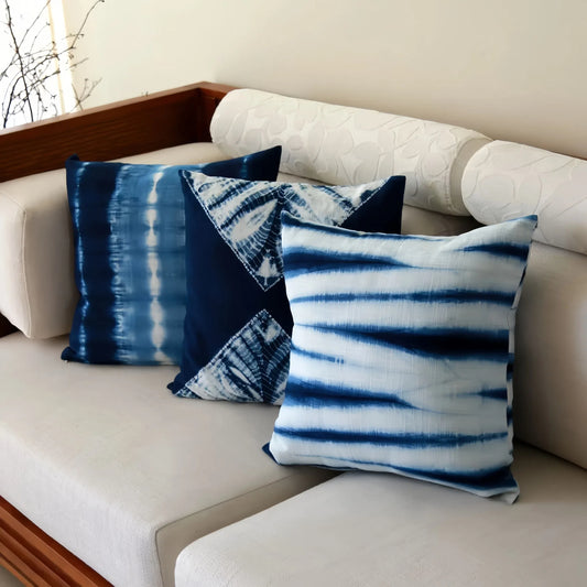 Handmade Indigo Plant-Dyed Pillow Cover
