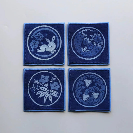 Handmade Deep Blue Tie-Dye Square Coaster