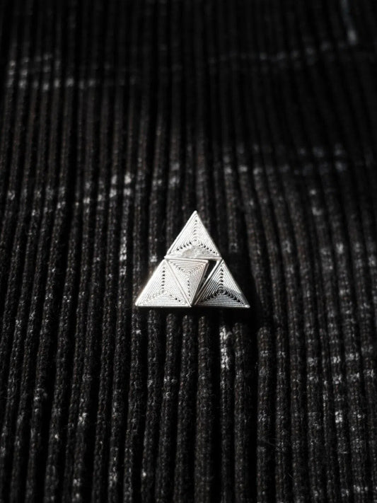 Handcrafted Miao Filigree Silver Earrings – “Triangle Tilt”