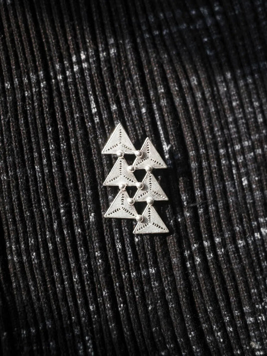 Handcrafted Miao Filigree Silver Earrings – “Arrow”