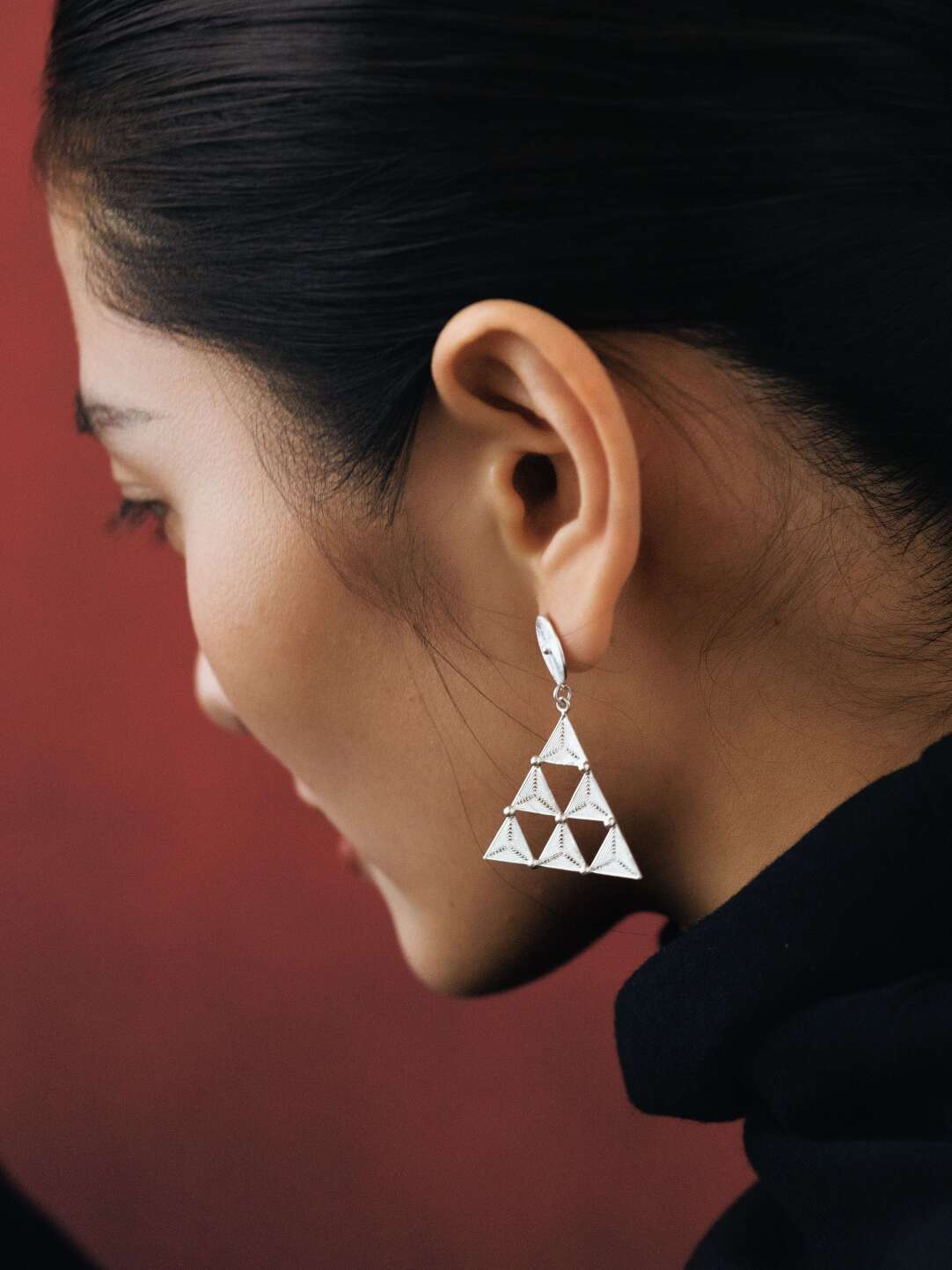 Handcrafted Miao Filigree Silver Earrings – “Homage to Kandinsky”