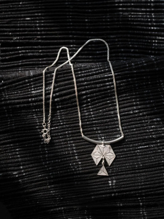 Handcrafted Miao Filigree Silver Necklace  – “Trinity Threads”