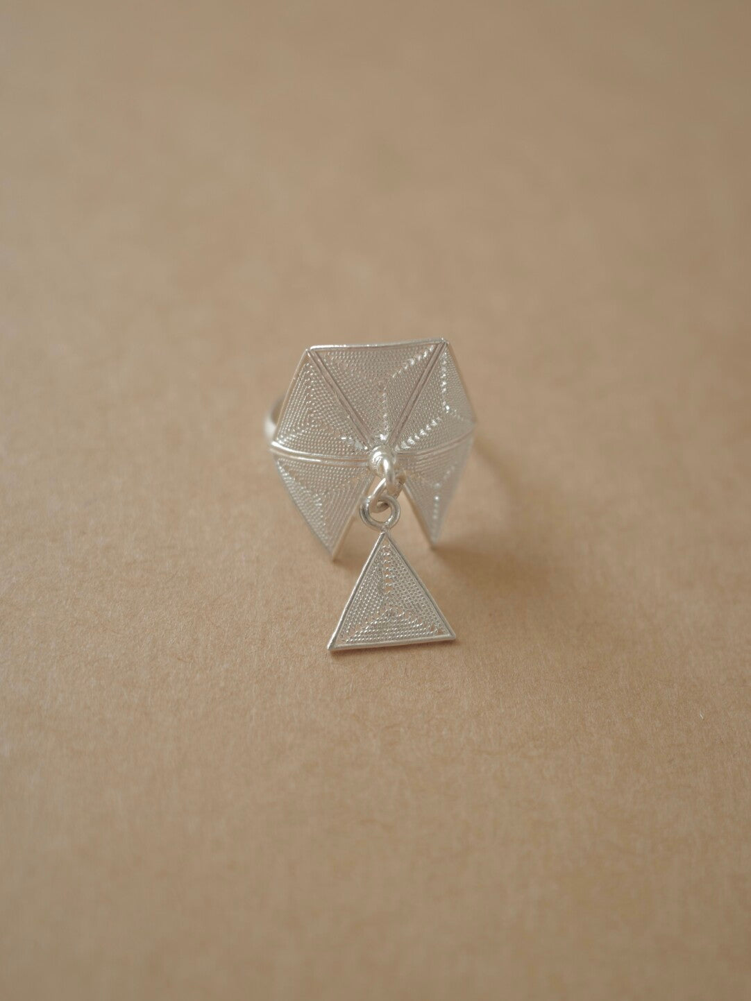 Handcrafted Miao Filigree Silver Ring – “Fractured Snow”