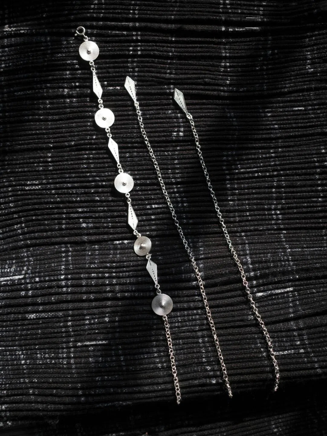 Handcrafted Miao Filigree Silver Bracelet – “Morse Code”