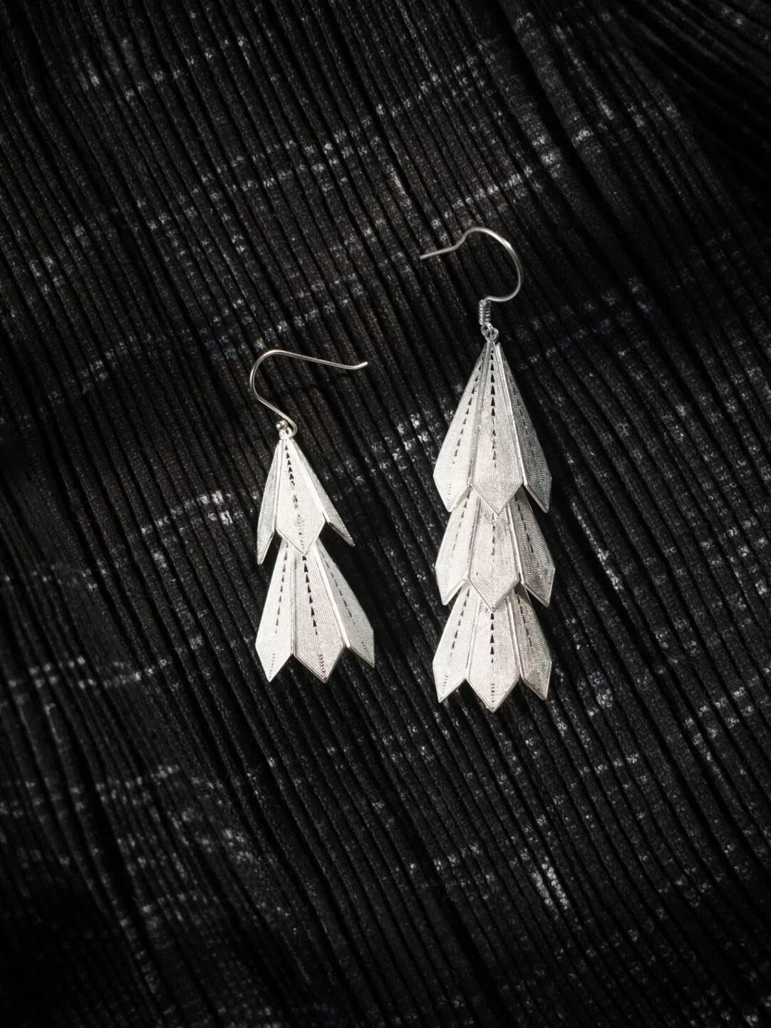 Handcrafted Miao Silver Earrings – “Paper Plane