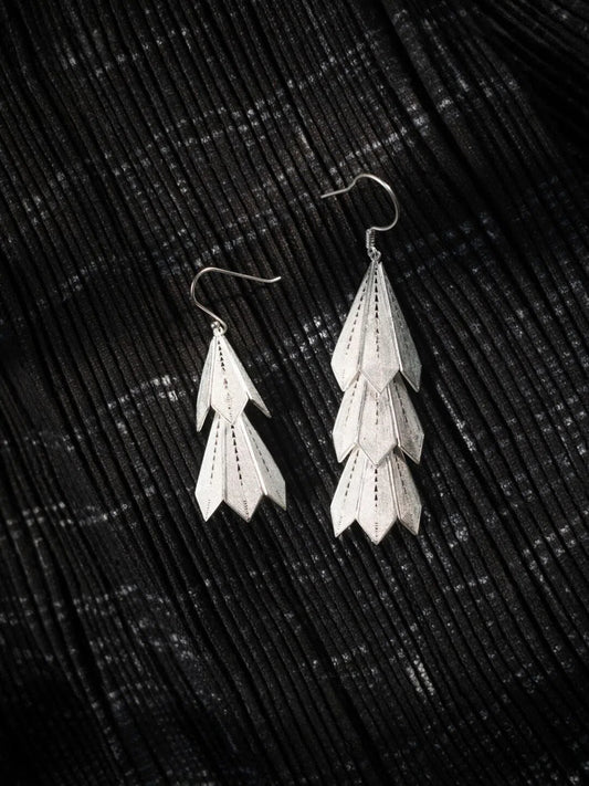 Handcrafted Miao Silver Earrings – “Paper Plane